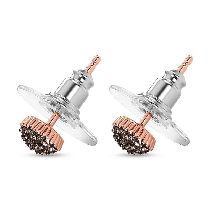 EverTrue Natural Champagne Diamond 0.20 ctw Sunburst Earrings in 18K RG Plated