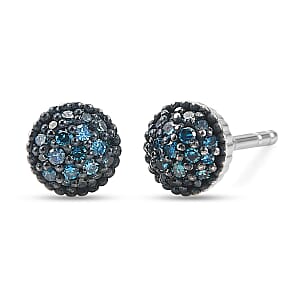 EverTrue Blue Diamond 0.20 ctw Sunburst Earrings in Platinum Bond