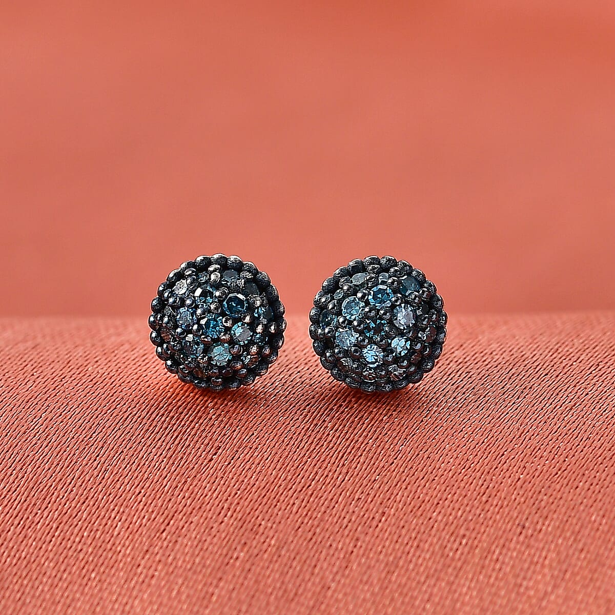 EverTrue Blue Diamond 0.20 ctw Sunburst Earrings in Platinum Bond image number 1