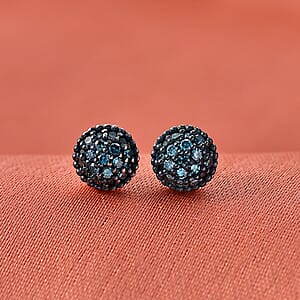 EverTrue Blue Diamond 0.20 ctw Sunburst Earrings in Platinum Bond