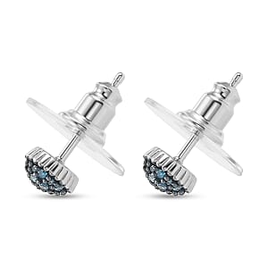 EverTrue Blue Diamond 0.20 ctw Sunburst Earrings in Platinum Bond