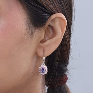 D'Joy Premium Tanzanite and Multi Gemstone 1.65 ctw Earrings in Rhodium Over Sterling Silver