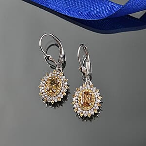 D'Joy Premium Yellow Tanzanite and Multi Gemstone 1.85 ctw Earrings in Rhodium Over Sterling Silver