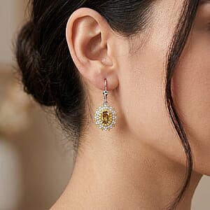 D'Joy Premium Yellow Tanzanite and Multi Gemstone 1.85 ctw Earrings in Rhodium Over Sterling Silver