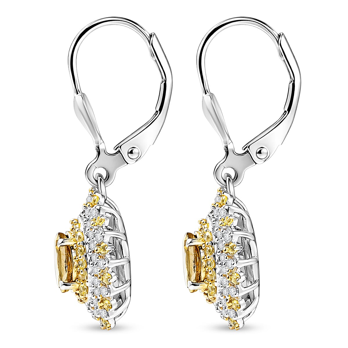 D'Joy Premium Yellow Tanzanite and Multi Gemstone 1.85 ctw Earrings in Rhodium Over Sterling Silver image number 3