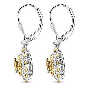 D'Joy Premium Yellow Tanzanite and Multi Gemstone 1.85 ctw Earrings in Rhodium Over Sterling Silver