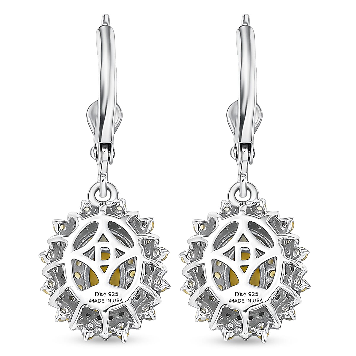 D'Joy Premium Yellow Tanzanite and Multi Gemstone 1.85 ctw Earrings in Rhodium Over Sterling Silver image number 4