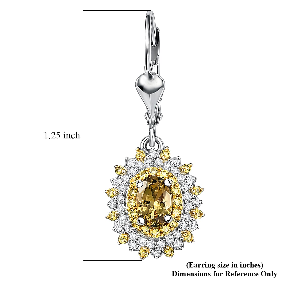 D'Joy Premium Yellow Tanzanite and Multi Gemstone 1.85 ctw Earrings in Rhodium Over Sterling Silver image number 5