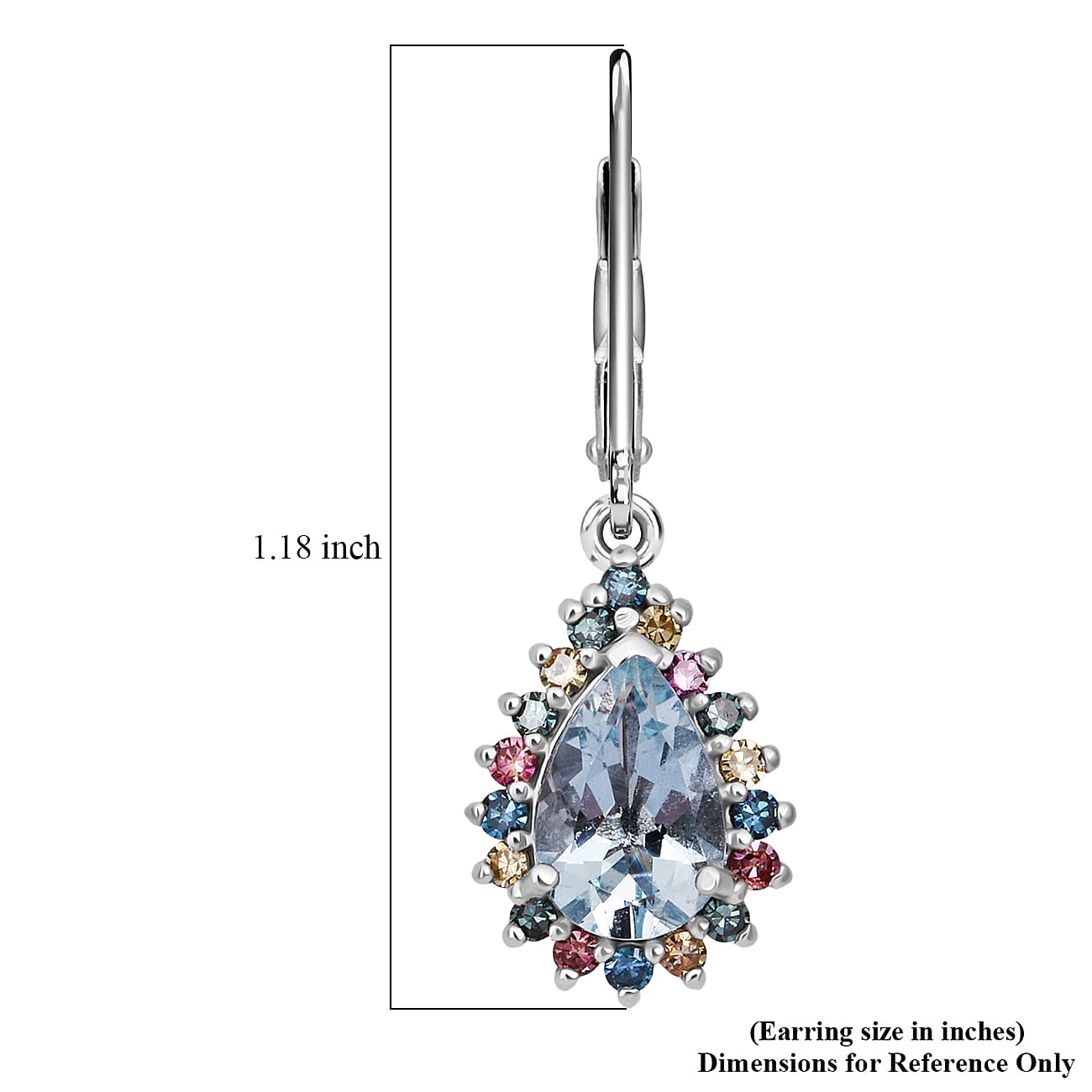 AAA Mangoro Aquamarine and Luxuriant Lab Grown Multi Diamond (IR) (SI) 2.80 ctw Ocean Bloom Earrings in Rhodium Over Sterling Silver