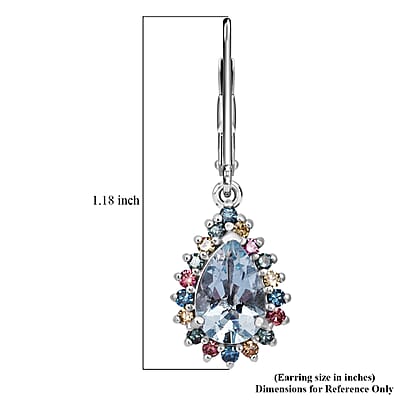 AAA Mangoro Aquamarine and Luxuriant Lab Grown Multi Diamond (IR) (SI) 2.80 ctw Ocean Bloom Earrings in Rhodium Over Sterling Silver