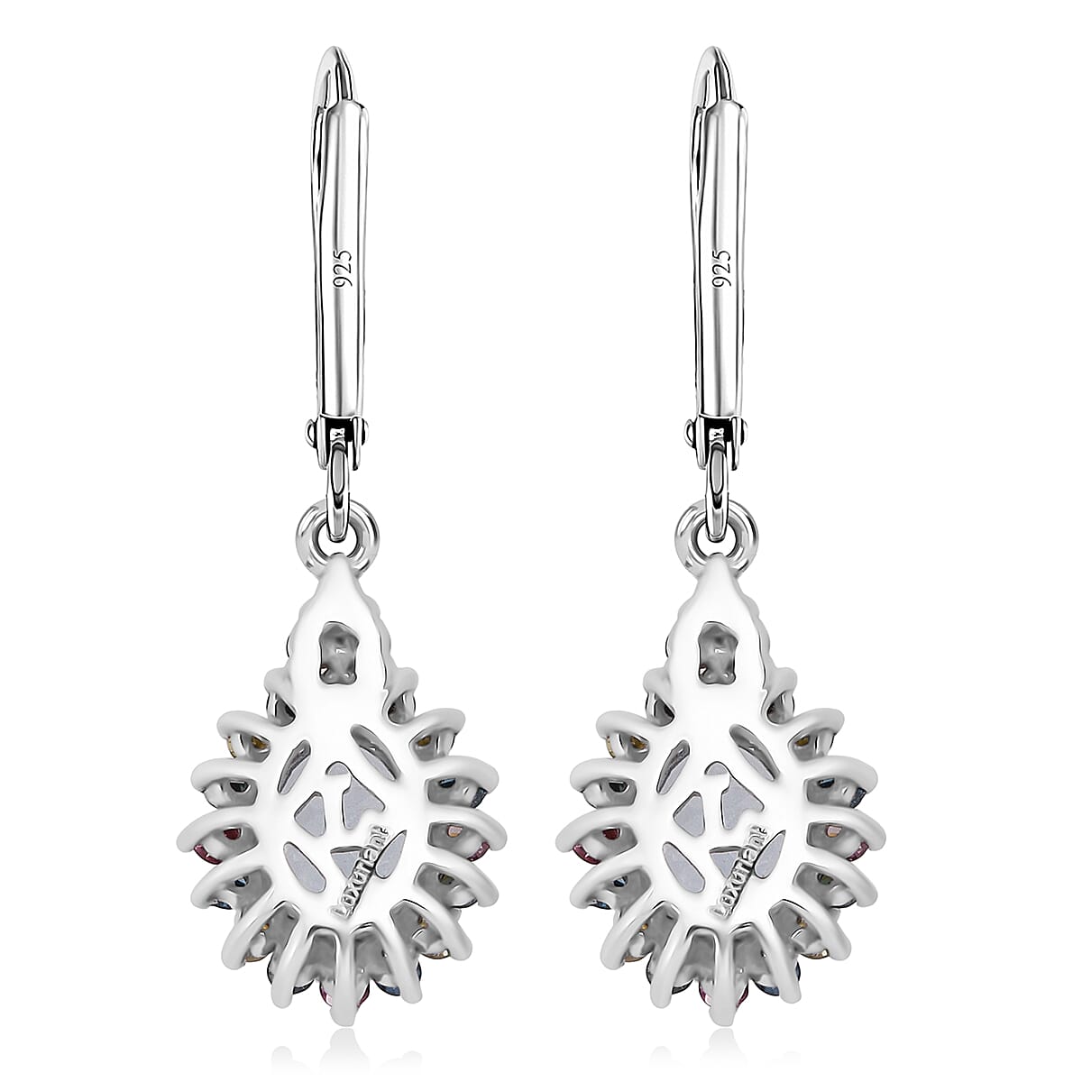 AAA Mangoro Aquamarine and Luxuriant Lab Grown Multi Diamond (IR) (SI) 2.80 ctw Ocean Bloom Earrings in Rhodium Over Sterling Silver image number 4