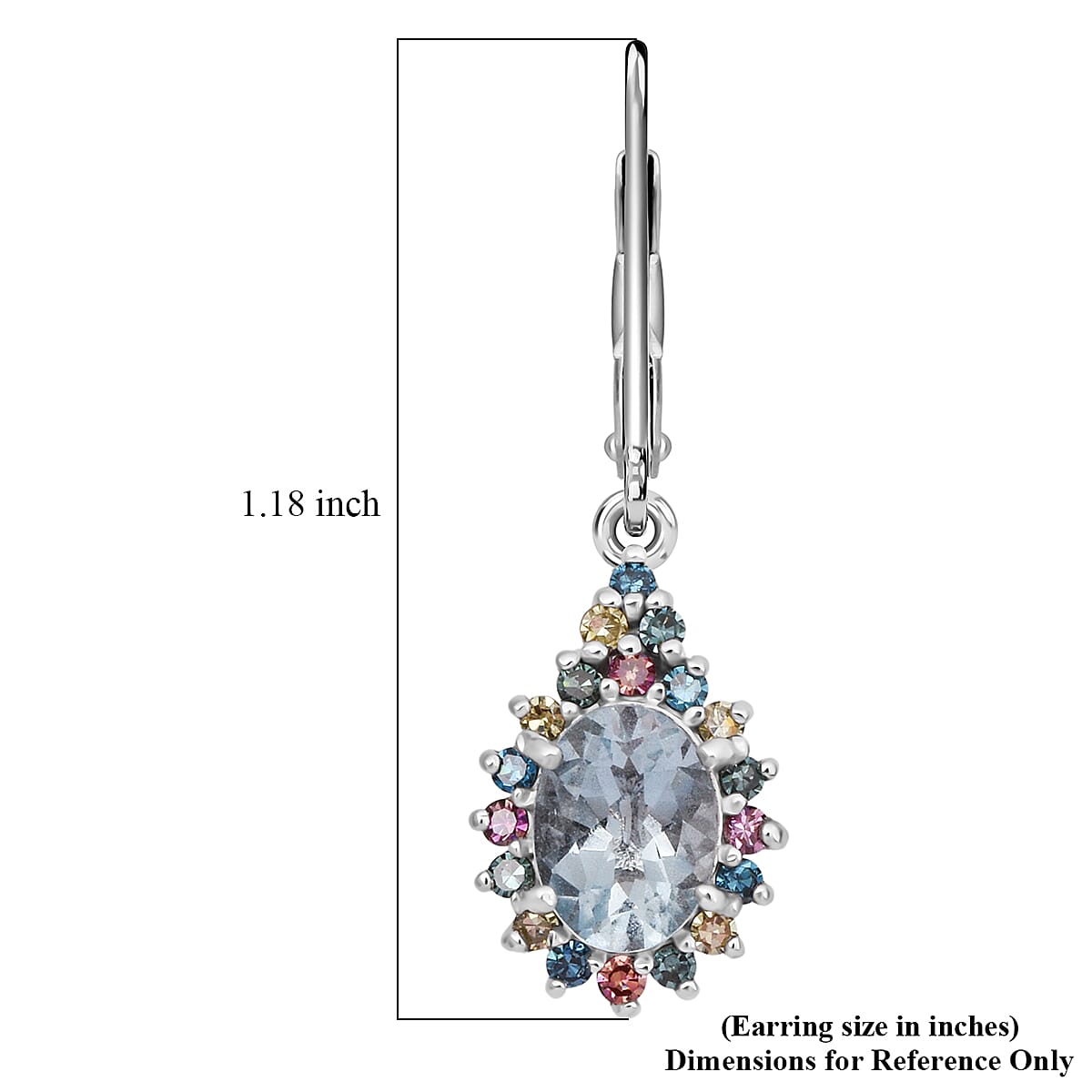 AAA Mangoro Aquamarine and Luxuriant Lab Grown Multi Diamond (IR) (SI) 2.80 ctw Ocean Bloom Earrings in Rhodium Over Sterling Silver image number 5