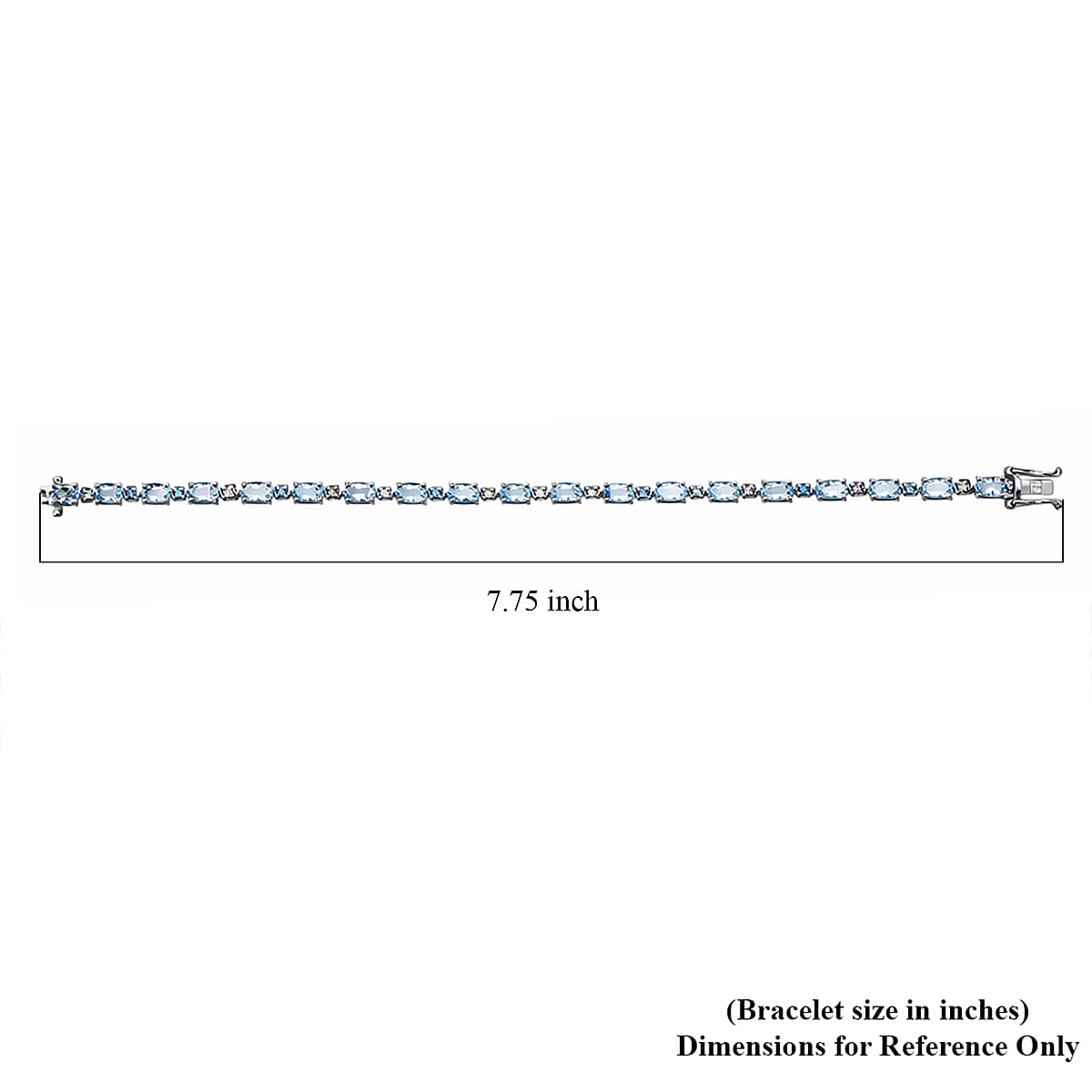 AAA Mangoro Aquamarine and Luxuriant Lab Grown Multi Diamond IR SI 8.25 ctw Bracelet in Rhodium Over Sterling Silver (7.25 In) image number 3