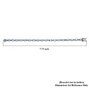 AAA Mangoro Aquamarine and Luxuriant Lab Grown Multi Diamond IR SI 8.25 ctw Bracelet in Rhodium Over Sterling Silver (7.25 In)