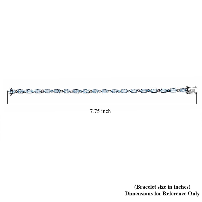AAA Mangoro Aquamarine and Luxuriant Lab Grown Multi Diamond IR SI 8.25 ctw Bracelet in Rhodium Over Sterling Silver (7.25 In)