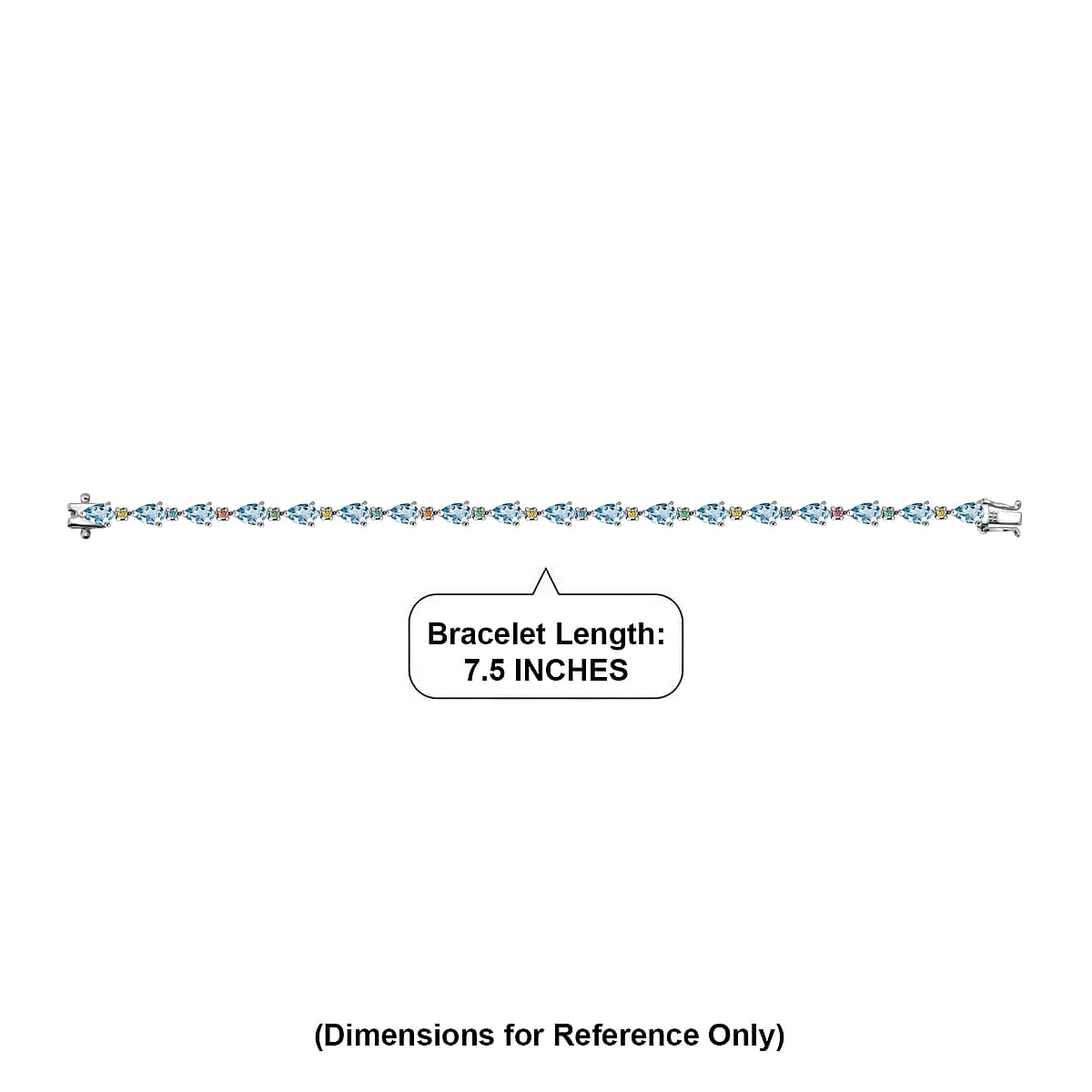 AAA Mangoro Aquamarine and Luxuriant Lab Grown Multi Diamond IR SI 6.70 ctw Bracelet in Rhodium Over Sterling Silver (7.25 In) image number 4