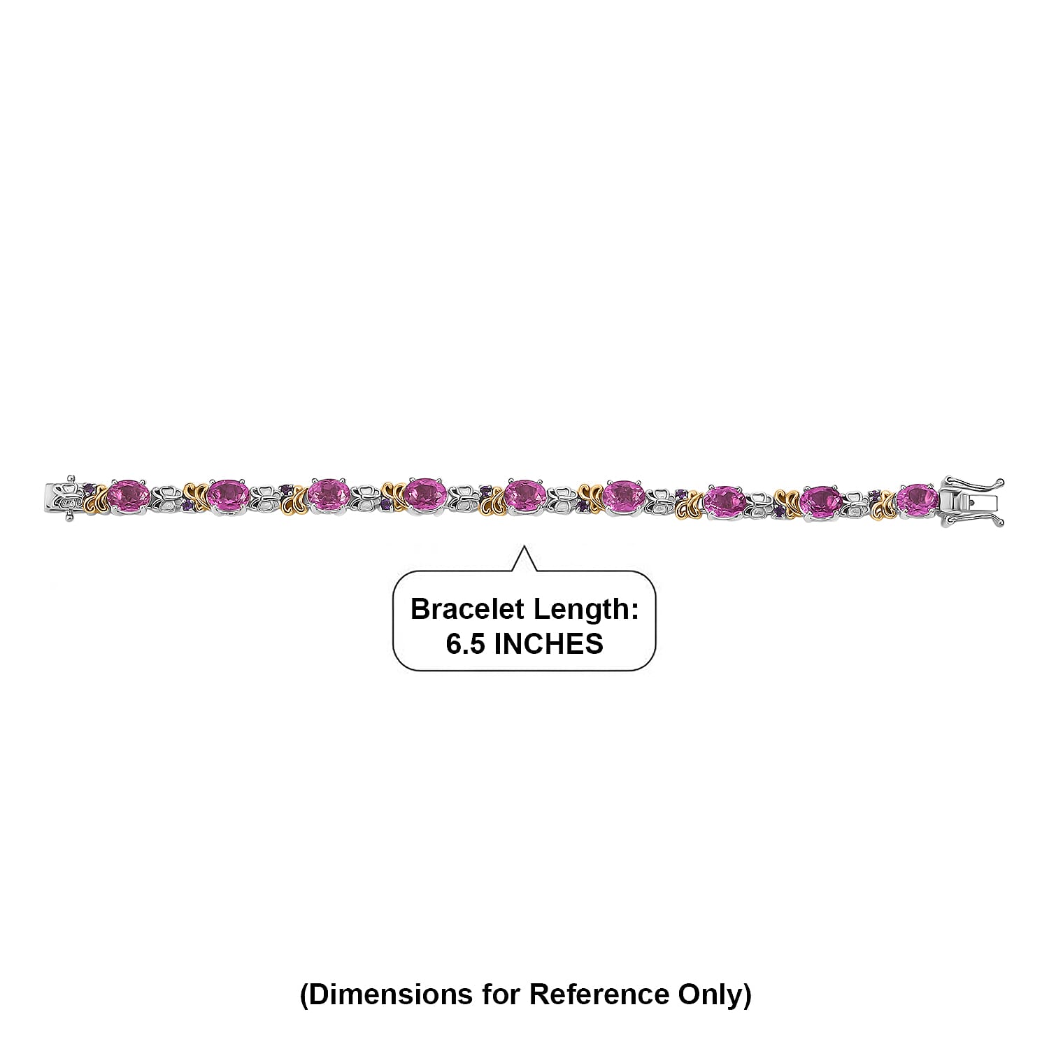 EverTrue African Lilac Quartz (Triplet) and African Amethyst 15.00 ctw Wisteria Bloom Bracelet in 18K YG Plated and Platinum Bo (6.50 In)
