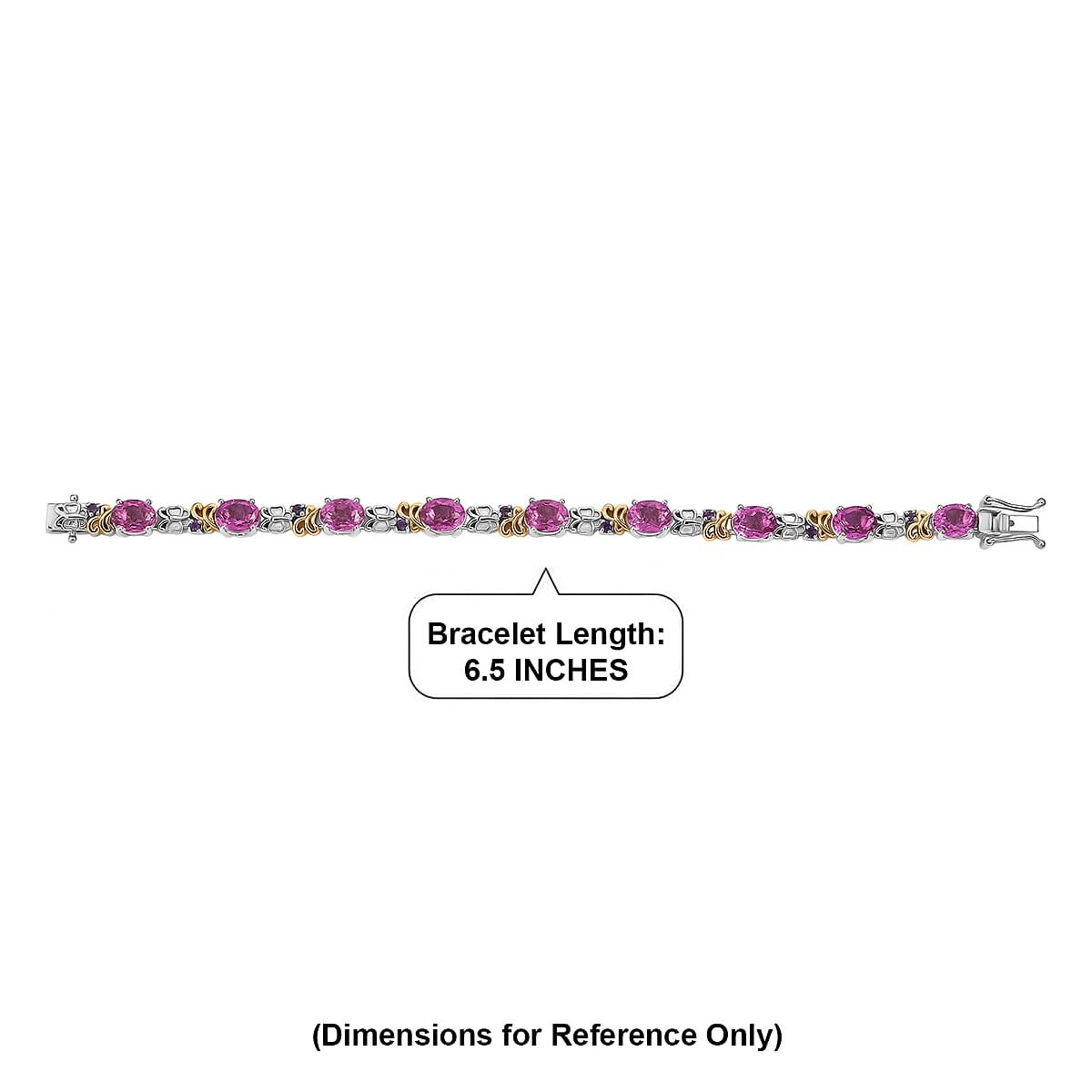 EverTrue African Lilac Quartz (Triplet) and African Amethyst 15.00 ctw Wisteria Bloom Bracelet in 18K YG Plated and Platinum Bo (6.50 In) image number 4