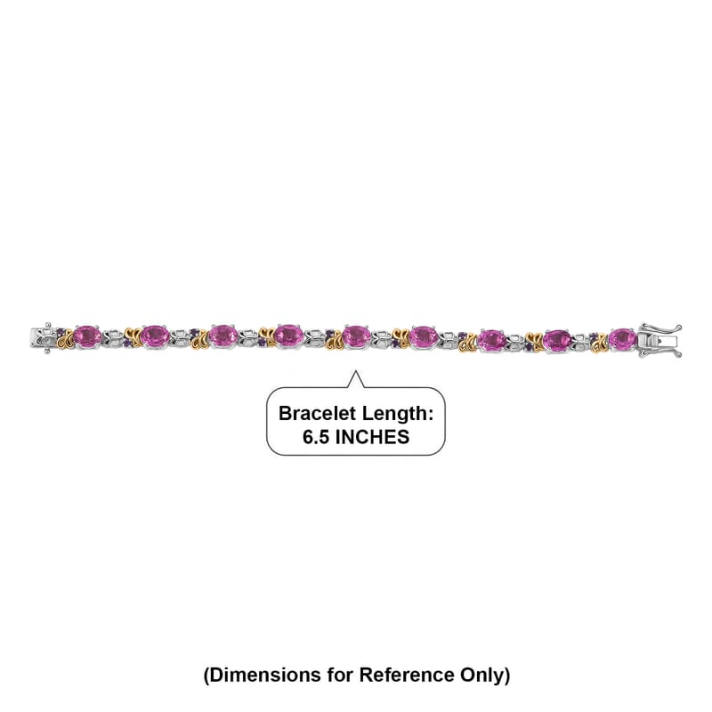 EverTrue African Lilac Quartz (Triplet) and African Amethyst 15.00 ctw Wisteria Bloom Bracelet in 18K YG Plated and Platinum Bo (6.50 In)