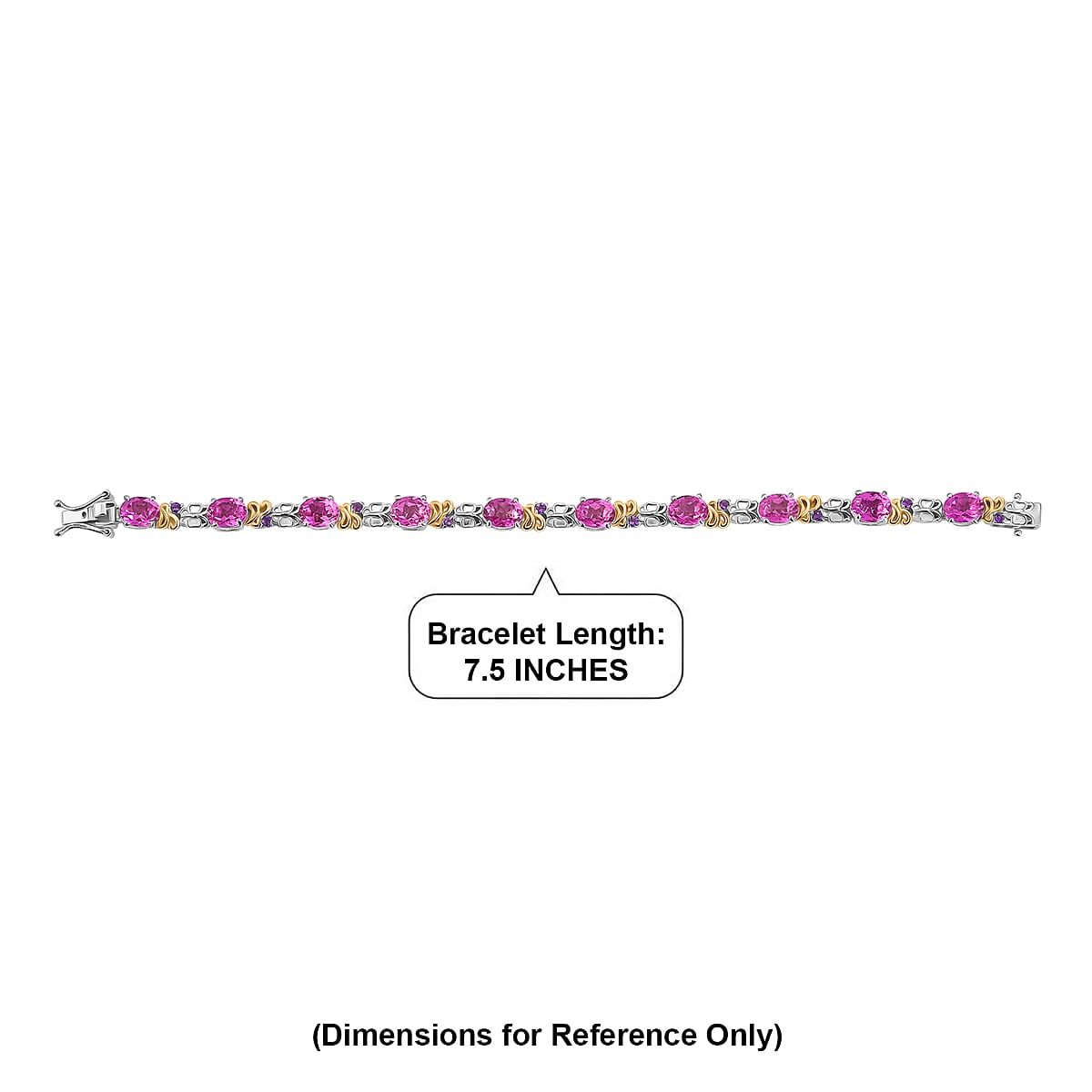 EverTrue African Lilac Quartz (Triplet) and African Amethyst 16.70 ctw Bracelet in 18K Yellow Gold Plated and Platinum Bond (7.25 In) image number 4