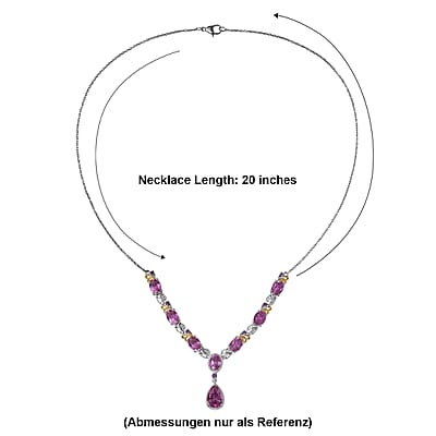 EverTrue African Lilac Quartz (Triplet) and African Amethyst 14.00 ctw Wisteria Bloom Necklace in 18K Yellow Gold Plated and Platinum Bond 20 Inches