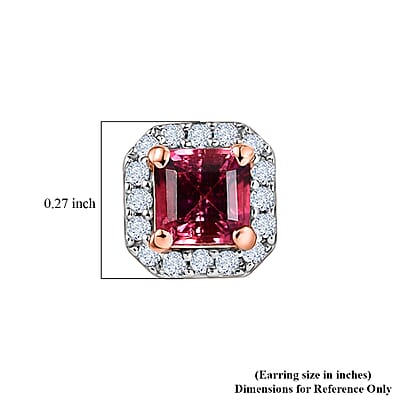 D'Joy Ouro Fino Rubellite and Moissanite 0.90 ctw Timeless Studs Earrings in 18K Vermeil Rose Gold Over Sterling Silver