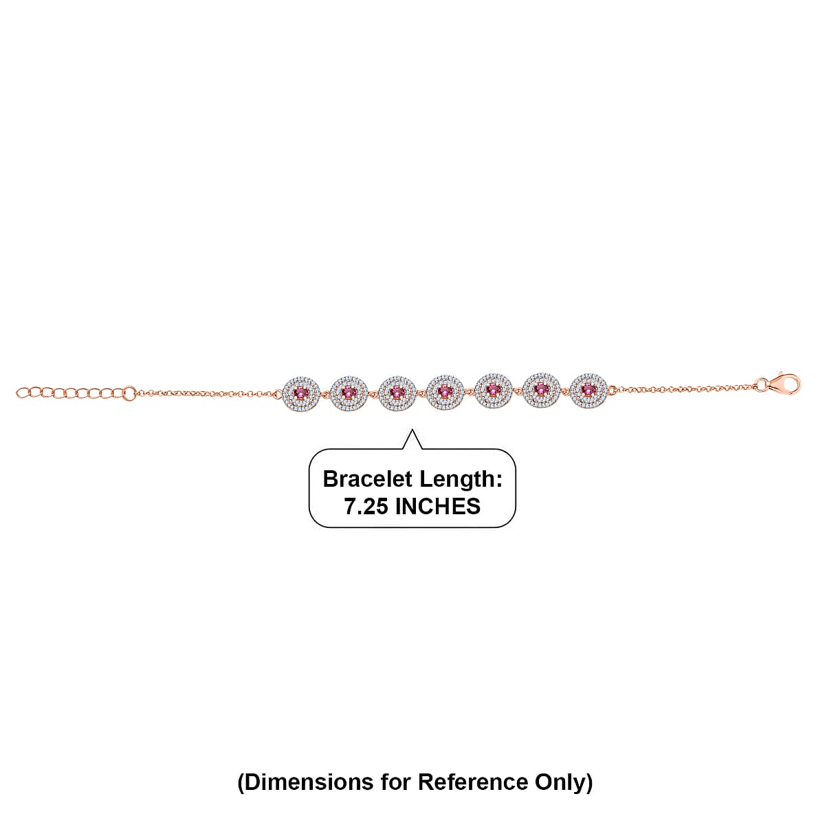D'Joy Ouro Fino Rubellite and Moissanite 2.25 ctw Scarlet Halo Bracelet in 18K Vermeil Rose Gold Over Sterling Silver (7.25 In) image number 4