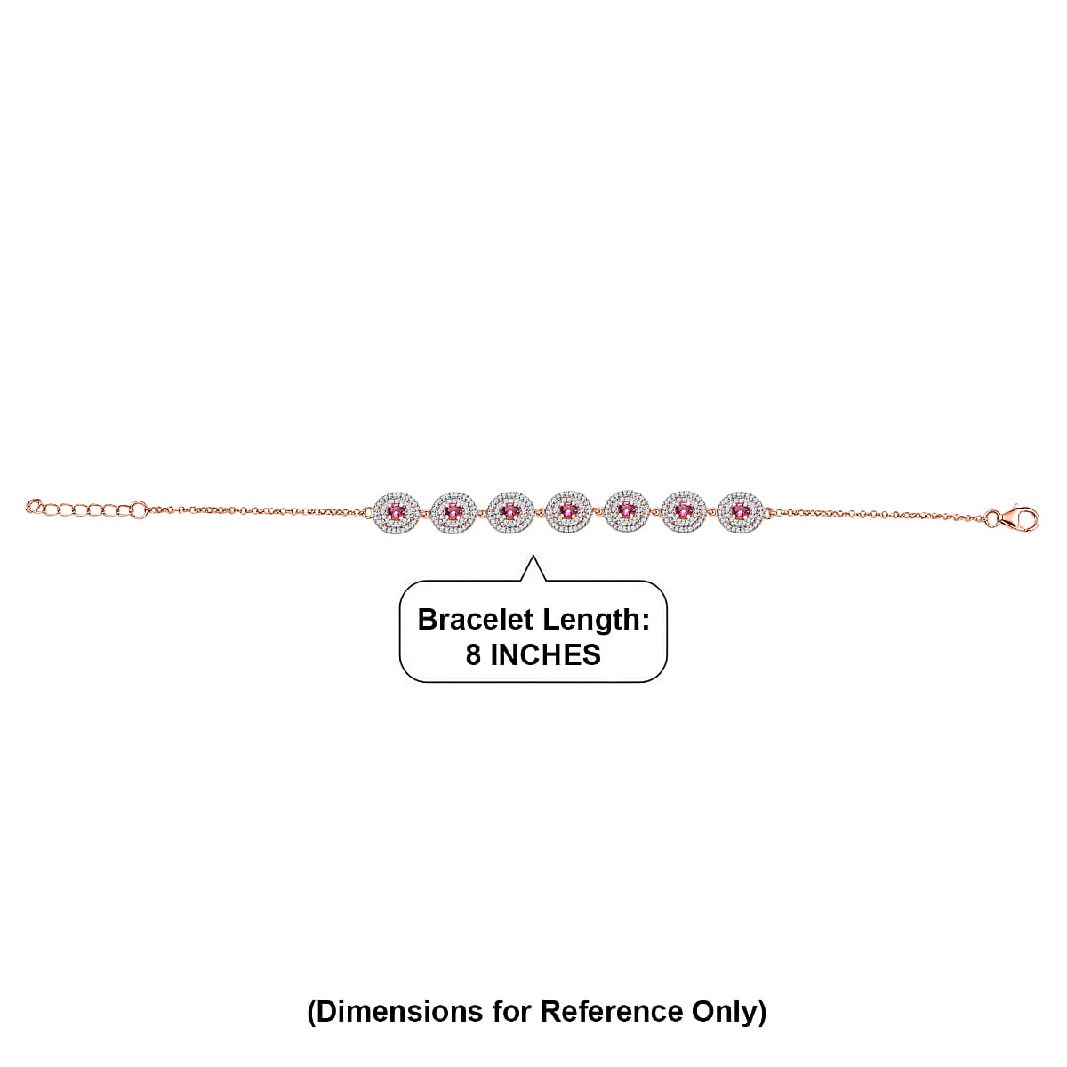 D'Joy Ouro Fino Rubellite and Moissanite 2.25 ctw Scarlet Halo Bracelet in 18K Vermeil Rose Gold Over Sterling Silver (8.00 In) image number 4