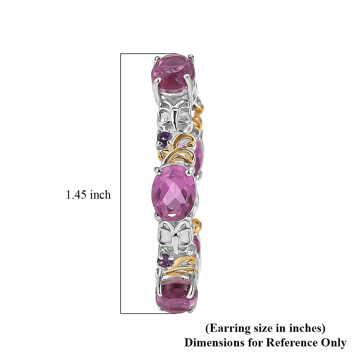 EverTrue African Lilac Quartz (Triplet) and African Amethyst 15.35 ctw Hoop Earrings in 18K Yellow Gold Plated and Platinum Bond image number 4