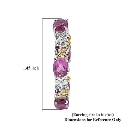 EverTrue African Lilac Quartz (Triplet) and African Amethyst 15.35 ctw Wisteria Bloom Hoop Earrings in 18K Yellow Gold Plated and Platinum Bond