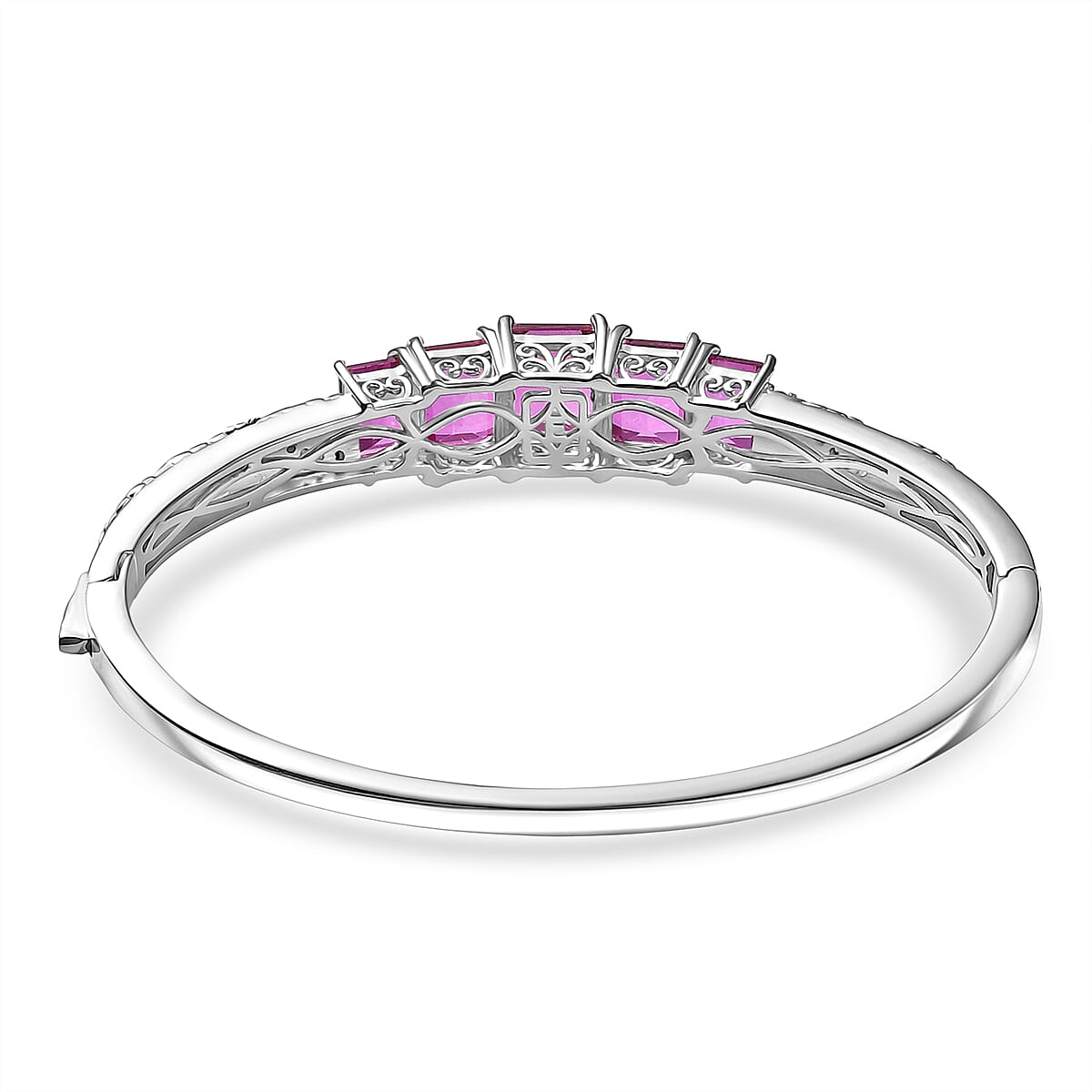 EverTrue African Lilac Quartz (Triplet) and White Zircon 12.75 ctw Bangle in 18K Yellow Gold Plated and Platinum Bond (6.50 In) image number 4