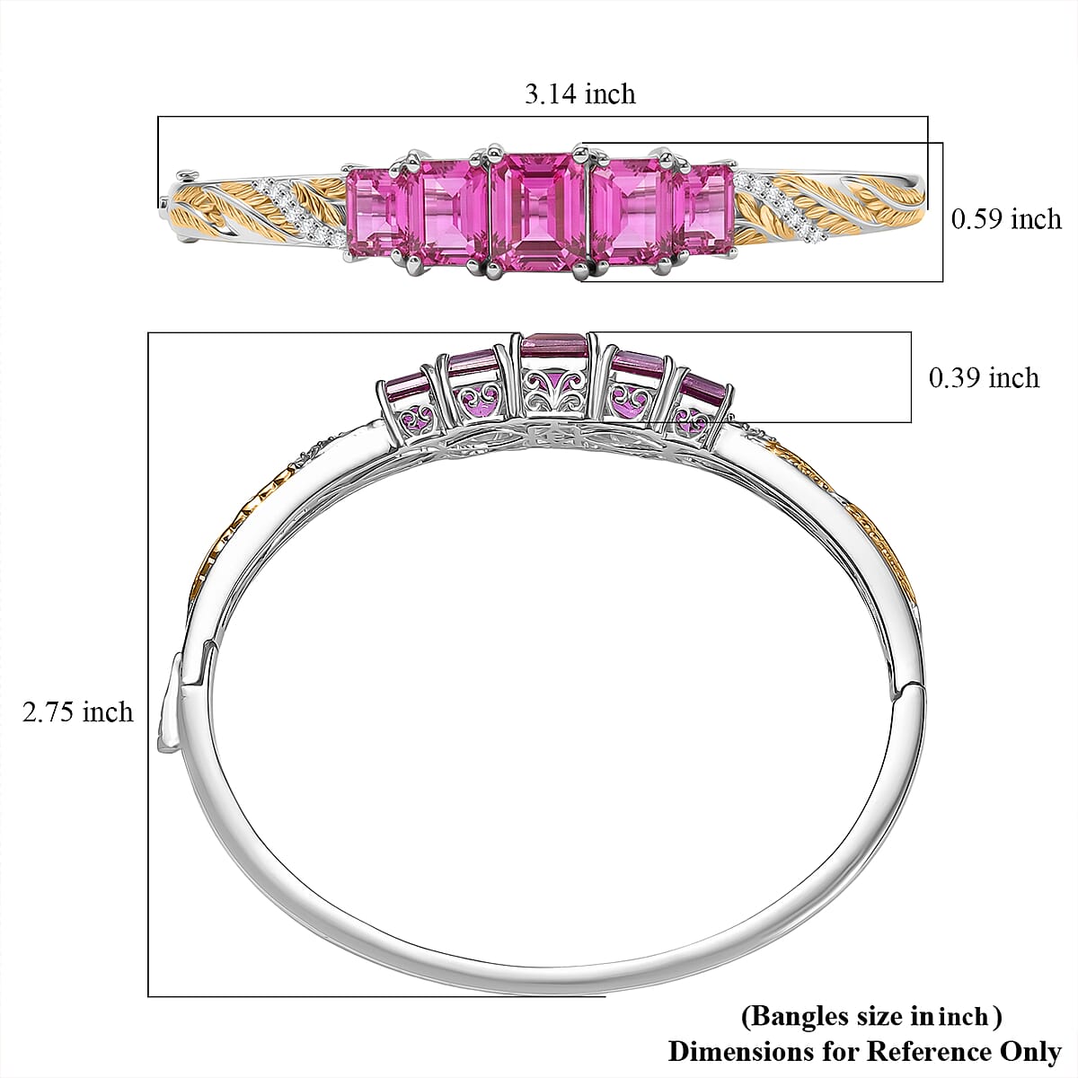 EverTrue African Lilac Quartz (Triplet) and White Zircon 12.75 ctw Bangle in 18K Yellow Gold Plated and Platinum Bond (7.25 In) image number 5