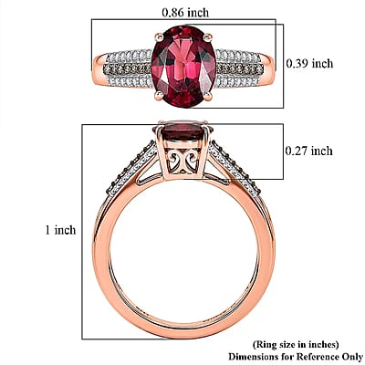 Luxoro AAA Ouro Fino Rubellite, Natural Champagne and White Diamond I2 2.15 ctw Velvet Fire Ring in 10K Rose Gold (Size  7.0)