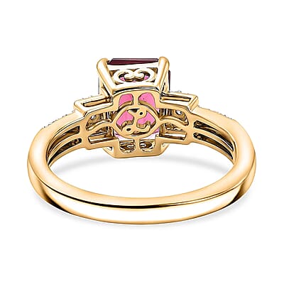 Luxoro AAA Ouro Fino Rubellite and Diamond I2 2.75 ctw Scarlet Majesty Ring in 10K Yellow Gold (Size  11.0)