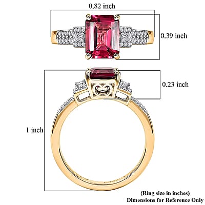 Luxoro 10K Yellow Gold AAA Ouro Fino Rubellite, Diamond (I2) (0.16 cts) Scarlet Majesty Ring (Size 10.0) 2.75 ctw