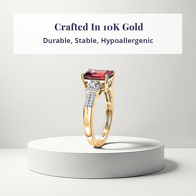 Luxoro AAA Ouro Fino Rubellite and Diamond I2 2.75 ctw Scarlet Majesty Ring in 10K Yellow Gold (Size  6.0)