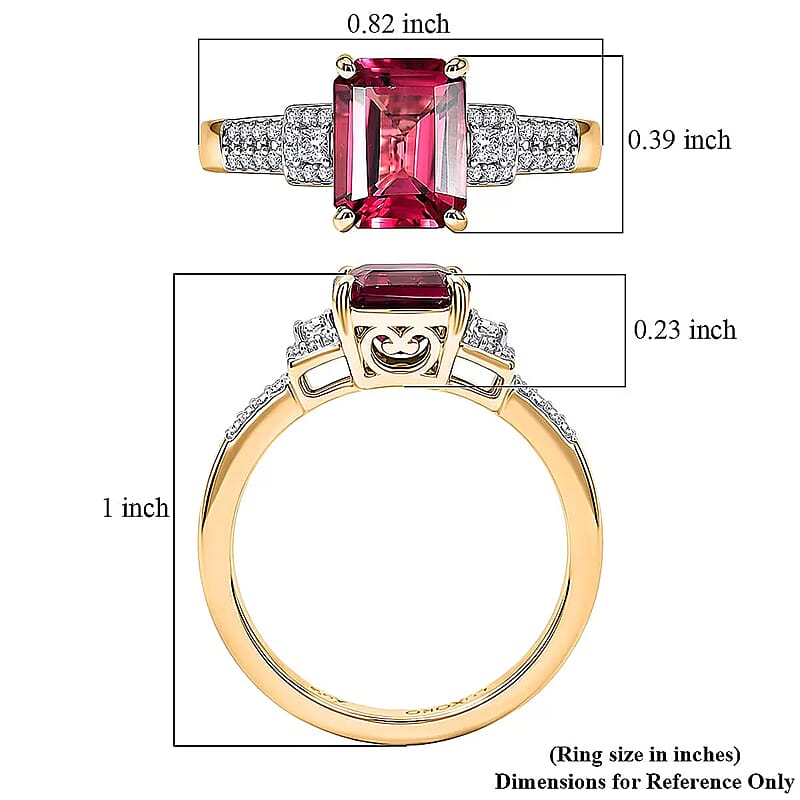 Luxoro AAA Ouro Fino Rubellite and Diamond I2 2.75 ctw Scarlet Majesty Ring in 10K Yellow Gold (Size  6.0)