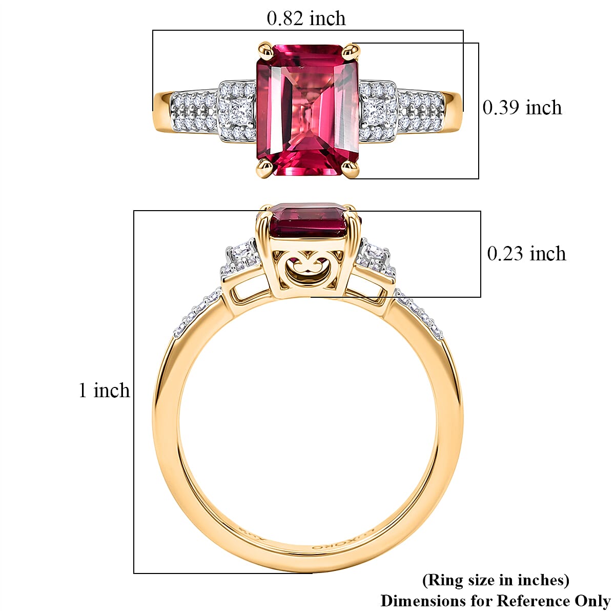 Luxoro AAA Ouro Fino Rubellite and Diamond I2 2.75 ctw Scarlet Majesty Ring in 10K Yellow Gold (Size 7.0) image number 5