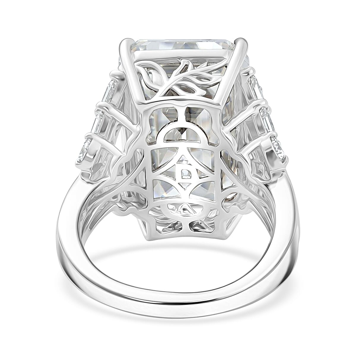 D'Joy Radiant Cut Moissanite 22.10 ctw Ring in Rhodium Over Sterling Silver (Size 10.0)
