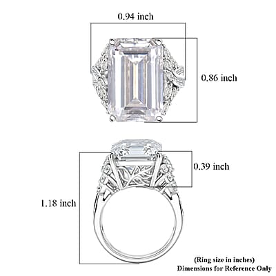 D'Joy Radiant Cut Moissanite 22.10 ctw Ring in Rhodium Over Sterling Silver (Size 10.0)