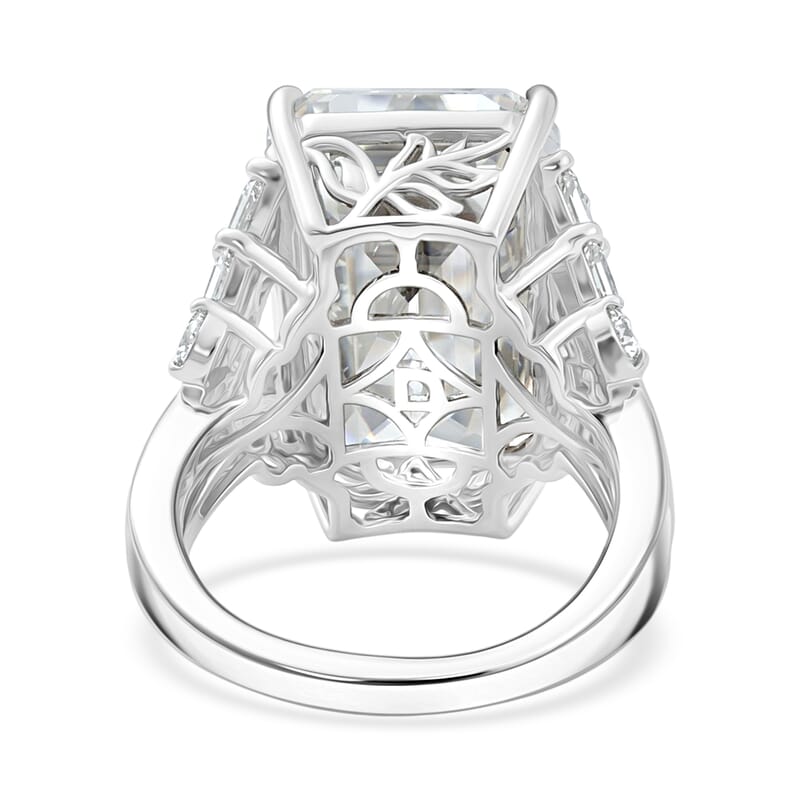 D'Joy Radiant Cut Moissanite 22.10 ctw Ring in Rhodium Over Sterling Silver (Size 6.0)