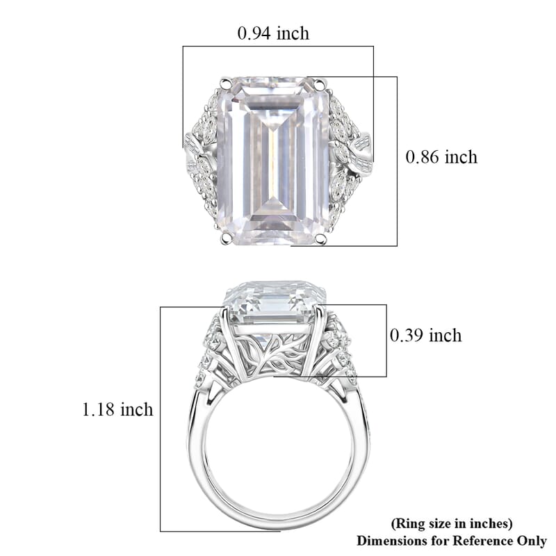 D'Joy Radiant Cut Moissanite 22.10 ctw Ring in Rhodium Over Sterling Silver (Size 6.0)