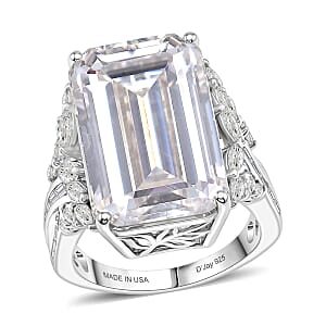 D'Joy Radiant Cut Moissanite 22.10 ctw Ring in Rhodium Over Sterling Silver (Size 8.0)
