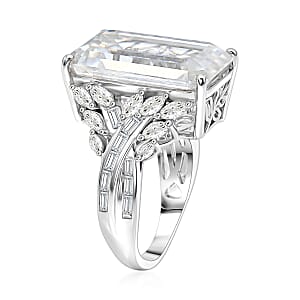 D'Joy Radiant Cut Moissanite 22.10 ctw Ring in Rhodium Over Sterling Silver (Size 8.0)
