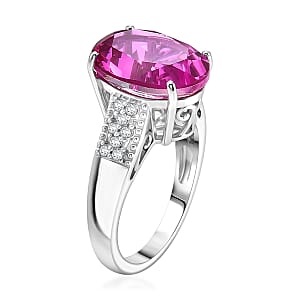 EverTrue African Lilac Quartz (Triplet) and White Zircon 6.30 ctw Ring in Platinum Bond (Size 10.0)