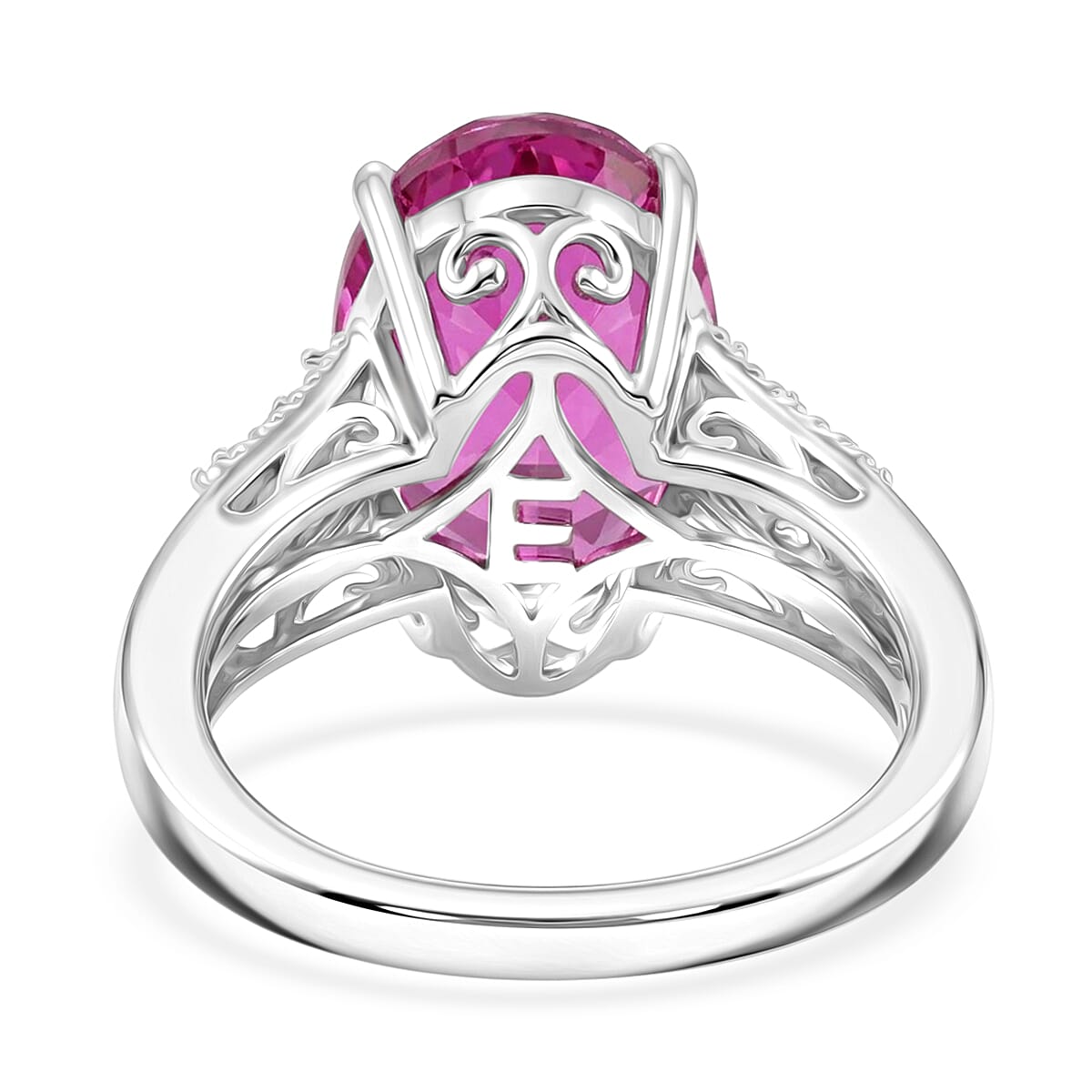 EverTrue African Lilac Quartz (Triplet) and White Zircon 6.30 ctw Tulip Blush Ring in Platinum Bond (Size 10.0) image number 4