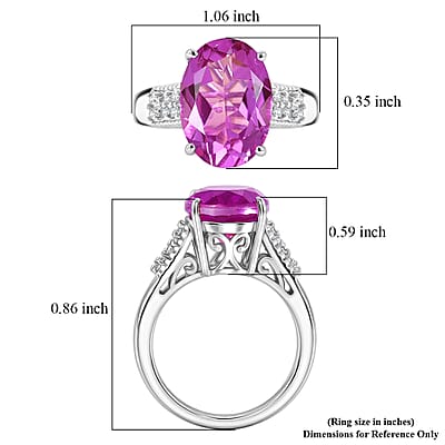 EverTrue African Lilac Quartz (Triplet) and White Zircon 6.30 ctw Tulip Blush Ring in Platinum Bond (Size 10.0)