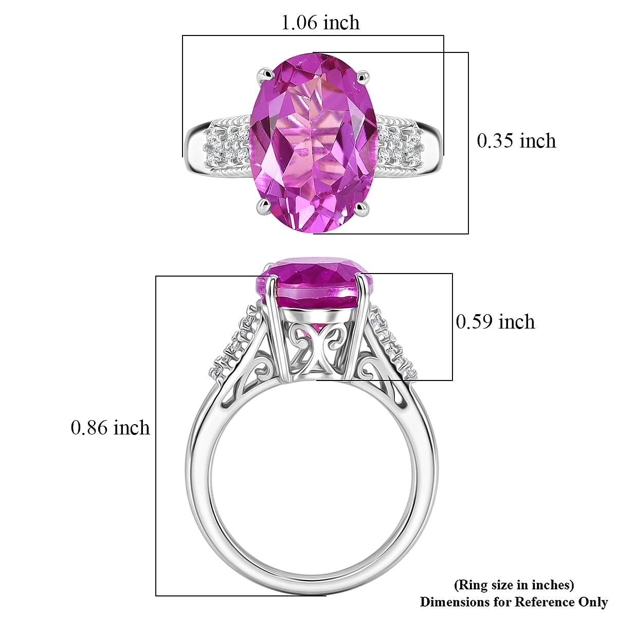 EverTrue African Lilac Quartz, White Zircon Ring in Platinum Bond (Size 10.0) 6.30 ctw image number 5