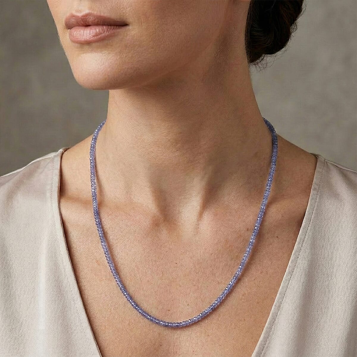 D'Joy Premium Tanzanite 34.00 ctw Beaded Necklace in Rhodium Over Sterling Silver 18-20 Inches  image number 2