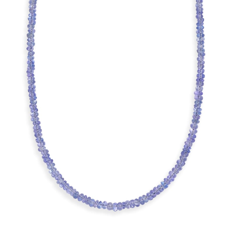 D'Joy Premium Tanzanite 34.00 ctw Beaded Necklace in Rhodium Over Sterling Silver 18-20 Inches
